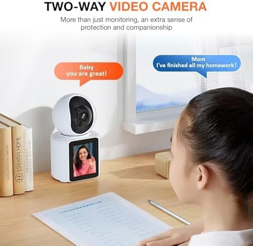 Omnex Smart WiFi Video Camera, Two-Way Calling with Screen, 360° View, Night Vision, Motion Detection, Indoor Pet and Baby Monitor