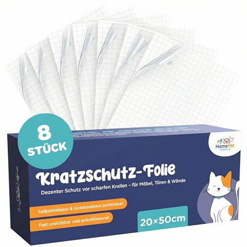 HomePetWorld Kratzschutzfolie Katze Selbstklebende transparente Anti Kratz Folie als Kratzschutz oder Sofaschutz für Möbel (20x50 (8 Stück))