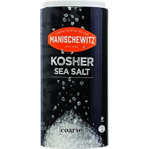 Manischewitz Premium Coarse Kosher Sea Salt, 16oz Easy Pour Canister Cover