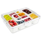 Snackbox mit 8 Fächern, Snackteller mit Deckel und Fächer Herausnehmbare Snackschale Geteilter Snackbox Organizer Snack Aufbewahrungsbox mit 8 Fächern für Süßigkeiten Gewürz Obst Nüsse Desserts
