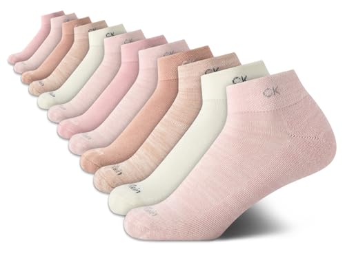 Calvin Klein Womens 12 Pack Quarter Socks Cushioned Athletic Performance