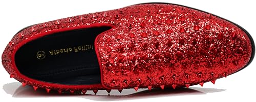 Image of SPK16 Men's Vintage Spike Dress Loafers Slip On Fashion Shoes Classic Tuxedo Dress Shoes