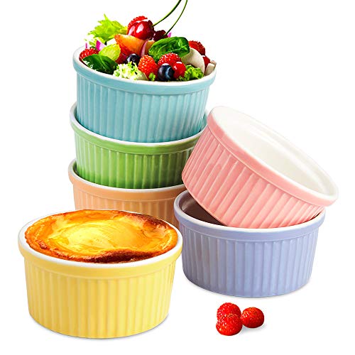 Secura 4 Oz Ramekin Porcelain Souffle Dishes, 4 Ounce, Creme Brulee and Ice