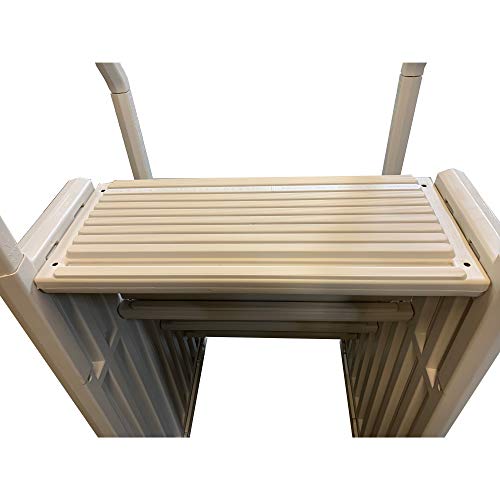 Confer Step-1Vm Stair Ladder Entry System With 4 Steps And 2 Handrails For Flat Bottom Above Ground Swimming Pool, Snap-In Installation, Warm Beige #TOP4