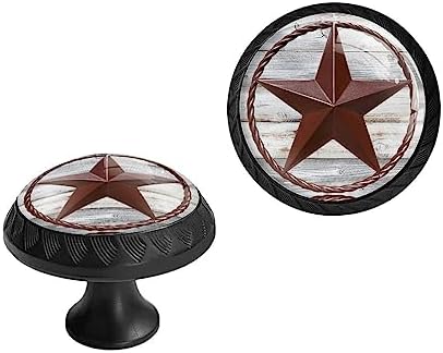 Western Style Rope & Star Cabinet Knobs - Drawer Pulls With Texas Star Design, Metal Hardware