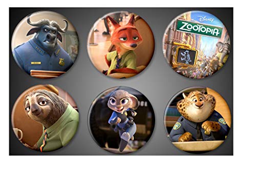 Zootopia Pins Pinbacks Disney Movie Judy Hopps Nick Wilde Officer Clawhauser Chief Bogo Zootopia Title Flash The Sloth Jackets Bags 1 In Or 1.75 In (1.75 Inch Round) #TOP1