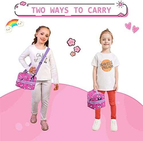 Lunch Bag for Kids,ChaseChic Insulated Lunch Boxes Bag Lightweight Water-Resistant Cooler Bag for Boys Girls in Dual Compartment Leak-Proof Lunch Organizer (Pink Cat)