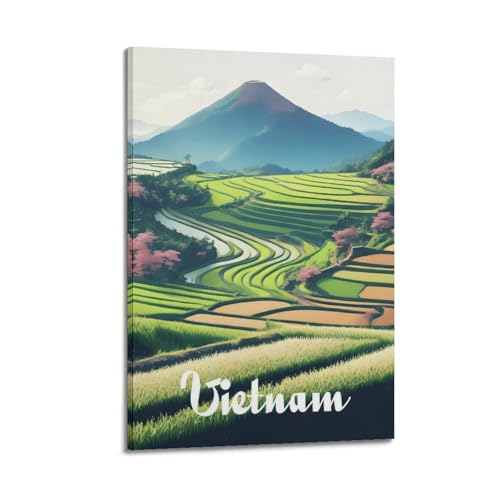 Poster Vietnam Terraced Fields mural en toile pour créer un salon zen et voyageur