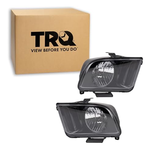 Image of TRQ Headlight Assembly Set FO2502231 FO2503231 Compatible with 2007-2009 Ford Mustang