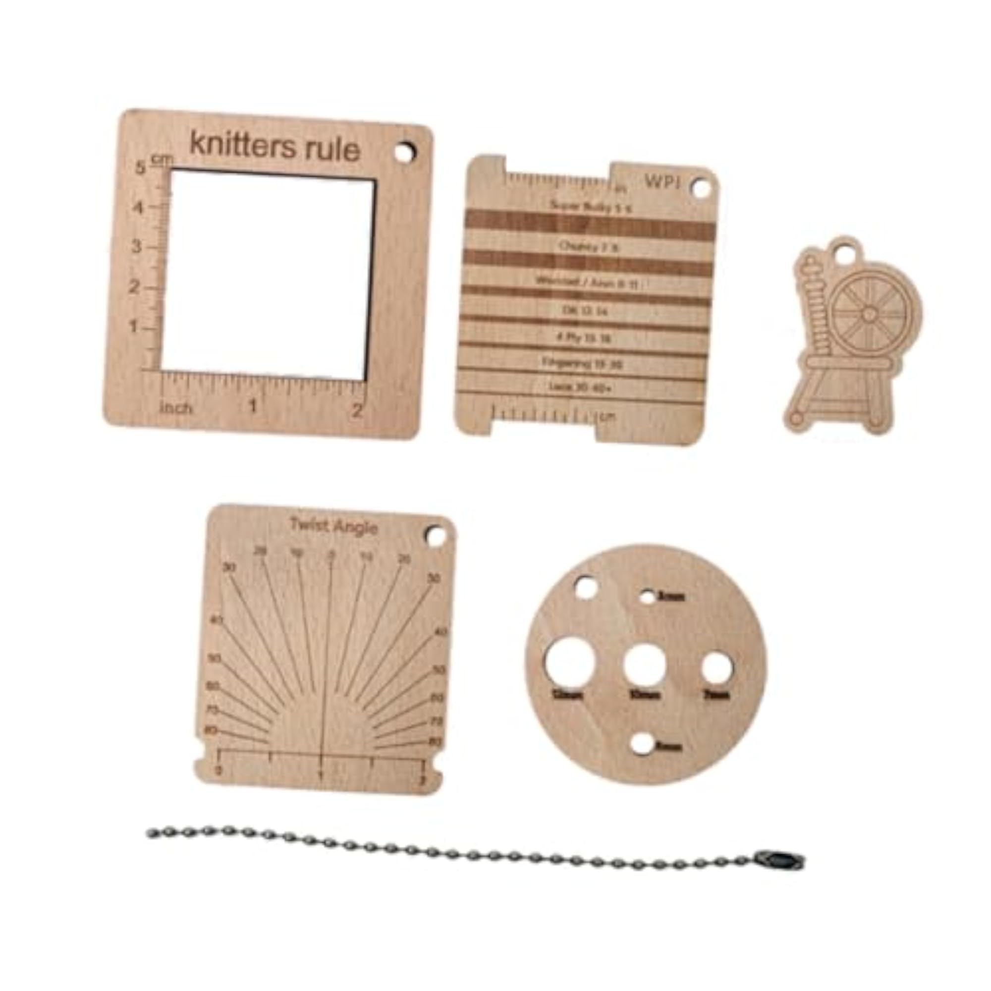 Wood Knitting Gauge Rulers Multitool Set