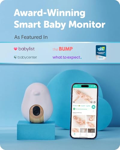 Cubo Ai Plus Smart Baby Monitor with Wall Mount: Sleep Safety Alerts for Covered Face, Danger Zone & Sleep Analytics - 1080p HD Night Vision Camera, 2-Way Audio, Cry & Temperature Detection