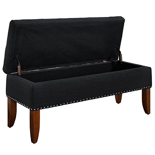 Pulaski Hinged Top Button Tufted Bed Charcoal Grey, 41.5" L x 15.75" W x 18.5" H Upholstered Storage Bench,