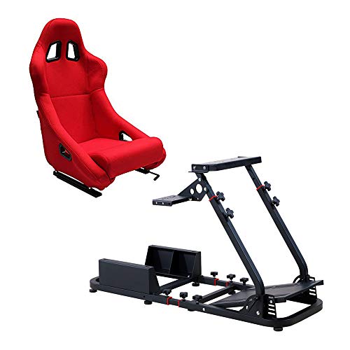 MODAUTO Cockpit SimRacing Gaming, Soporte de Simulacion, Plegable con Asiento Deportivo Backets o Semibaquets Compatible con Logitech G25/G29/G27/G920 Modelo N820A-N010-G