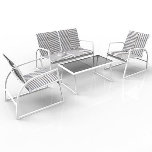 RANSENERS 4-Teilig Gartenmöbelset Kompakt Sofagarnitur - Stabiler...