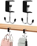 2 Pack Heavy-Duty Purse Hooks for Table & Desk - 100lb Capacity High-Strength Alloy Hanger, Multi-Use Bag Holder for Handbag, Backpack, Headphone, Umbrellas, Office Table Accessories (Carbon Black)