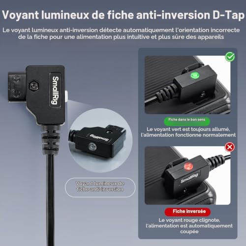 SMALLRIG Câble d'Alimentation Spiralé D-TAP pour Blackmagic Pocket Cinema 4K/6K pour Batterie à Monture V/Monture Dorée, Weipu SF6 2 Broches Femelle vers P Tap, Longueur 15" - 47" - 4761 – vue 3