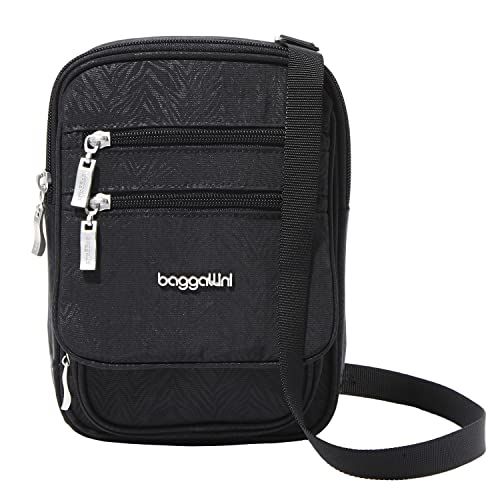 Baggallini Journey Crossbody Bags for Women 9x6 Small Lightweight Nylon Zipped Travel Safe Handbag Phone Passport Purse W/Rfid, Black Zebra