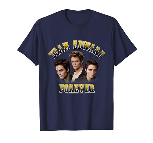 Image of Twilight Team Edward Forever Portrait Collage Vampire Movie T-Shirt, Men, Navy Blue, Large