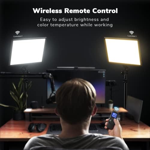 LED Video Light Panel with Remote Control , 2-Pack IVISII 45W 3000K-8000K Dimmable Photography Lighting Kits, CRI 96+ Videography Lighting for Video Shooting/Web Conference/Gaming/Live Stream/YouTube