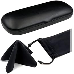 SMALL/NARROW/SLIM Hard Shell Eyeglass Case – Small Protective Glasses Case with Microfiber Pouch & Cleaning Cloth fit readers and reading frames (S5 Classic Black)