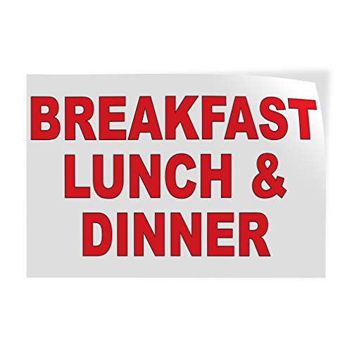 Decal Stickers Multiple Sizes Breakfast Lunch & Dinner Red Bar Restaurant Food Industrial Vinyl Safety Sign Label Lifestyle 36x24Inches