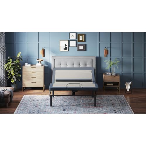 BT6500 California King Adjustable Bed Base with Premium Massage and Lumbar Support - Blue+Grey