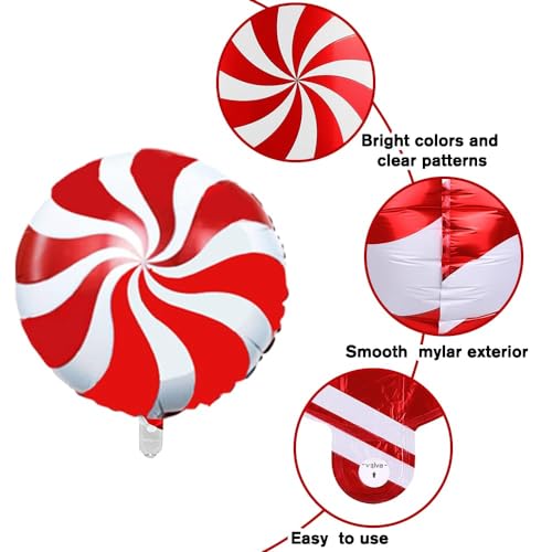 JOLCEEY 28pcs Candy Cane Balloons, Christmas Foil Sweet Inflatable Lollipop Balloons for Christmas Balloon Arch Party Decorations — photo 3