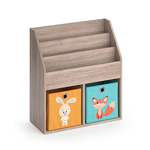 Vicco Kinderregal Luigi, Sonoma, 72 x 79 cm mit 2 Faltboxen Opt.1, zur Aufbewahrung von Büchern und Spielzeug kombinierbar