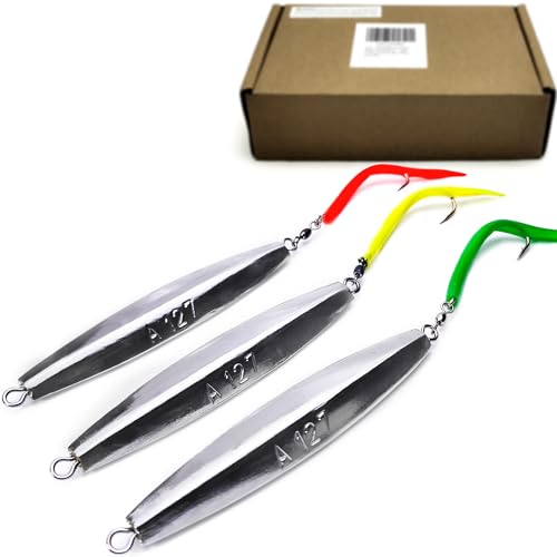 Diamond Jigs Saltwater Lures - 1-16oz Flat Metal Jigging Spoon (3 pcs, 12-13.8in)