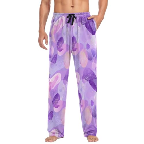 Men's Pajama Pants Purple Shape Pajama Pants for Men PJs Bottoms Drawstring Pockets Sleep Lounge Pants S3