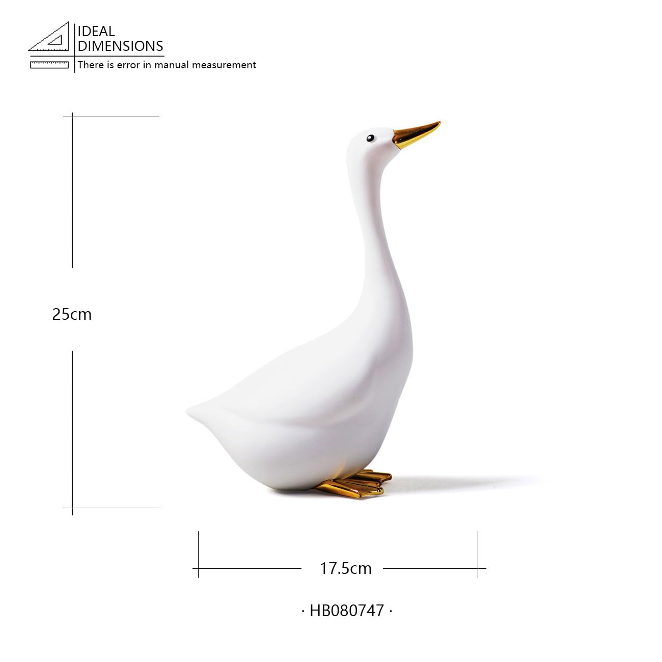 Pato Escultura Figura Animal Estatua Moderno Arte Decoración 25cm | Resina Blanco Hogar Adorno Interior Artesanal Festivo Regalo para Estanterías Escritorio Mesa