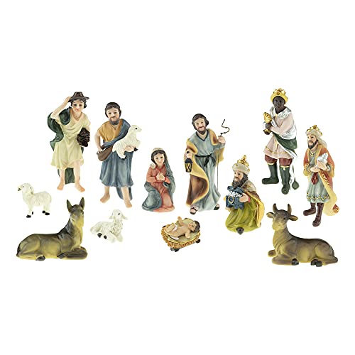Clever Creations 5 Inch Christmas Nativity Figurine Scene Set of 13, Hand Painted Resin Figurines Collection