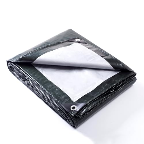 GUARD SHIELD Green/Silver Tarp Waterproof 10x20 Feet Multi Purpose Outdoor Rain Covers Medium Duty Tarpaulin 8mil