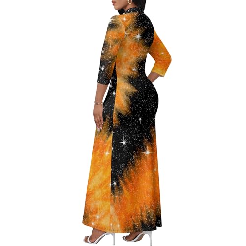 Image of PinkPatty Women's Casual 3 /4 Sleeve Polo V Neck Bodycon Maxi Dress