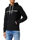 Tommy Hilfiger Herren Hoodie Core Tommy Logo Hoody mit Kapuze, Schwarz (Jet Black), L
