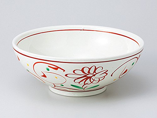 Amazon.co.jp: どんぶり 鉢 食器/ 粉引赤絵花7.0麺鉢 /お好み丼