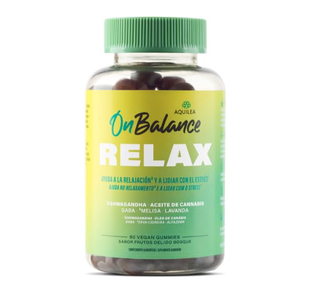 ⁠AQUILEA | Aquilea OnBalance Relax | 60 gominolas | Relajación óptima | Ashwagandha, GABA, Melisa y Lavanda | Equilibrio mental y estabilidad emocional