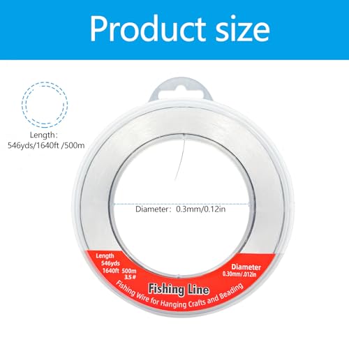 Image of Nylon Fishing Line, 0.45mm 985ft,Strong Clear Invisible Hanging Wire for Crafts Beading, Decorative Pictures, Stringing Lights