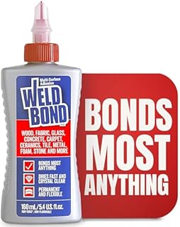 Weldbond Multi-Surface Strong Glue – Fast Drying Glue for Wood, Tile, Ceramic, Pottery, Glass, Metal & More – Heavy Duty Adhesive for Mosaic, Crafts, Wood Working & Repairs – 5.4oz (160ml), 1 Pack