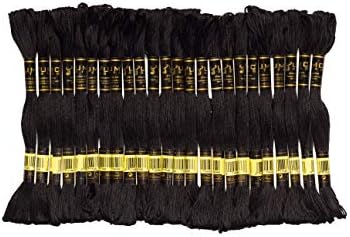 UMC STAG 24 Pieces Black Colour Premium Embroidery Thread | 100% Egyptian Cotton Premium Skeins | Cross Stitch Embroidery Floss | Oeko TEX Certified Stranded Cotton | Perfect for Arts & Crafts