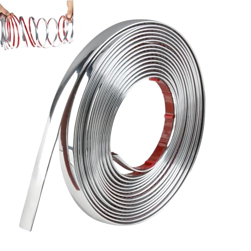 Silver Wall Molding Trim, 6m × 10mm Peel and Stick Corner Angle Trim Self Adhesive, Inside & Outside Corner Trim, Flexible Metallic Mirror Frame Edging Decorative Strip for Ceiling Windows Tables Cars