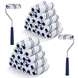 HUIROOWL 40 Pack 4 Inch Microfiber Paint Roller, Small Paint Roller Covers with 2Pcs Anti Rust Metal Roller Frames, Mini Paint Rollers for House Painting, Wall Painting Tool