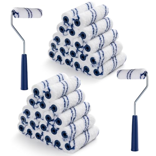 HUIROOWL 4 Inch Microfiber Paint Roller, 3/8" Nap, 40 Pack by HUIROOWL - Used condition - US$13.63