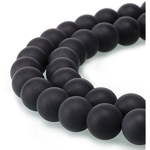 BRCbeads Gorgeous Matte Black Onyx Gemstone Round Loose Beads 8mm Approxi 15.5 inch 46pcs 1 Strand per Bag for Jewelry Making Cover
