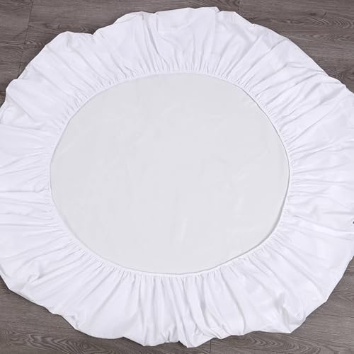 Drap housse 120x200cm blanc uni en polyester lavable bonnet 25cm