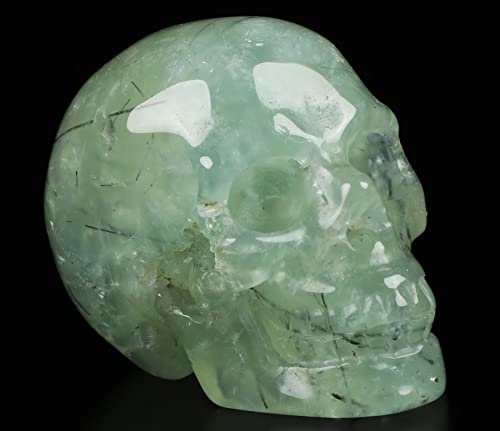Skullis 2.0" Prehnite Crystal Skull, Hand Carved0 Gemstone Fine Art Sculpture, Reiki Healing Stone Statue.1394 #TOP19