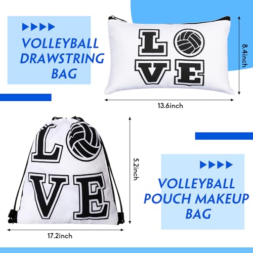 Vabean 8 Pcs Volleyball Accessories,Include Volleyball Arm Sleeves Volleyball Knee Pads Sport Hair Scrunchies Sweat Band Drawstring Bag Cosmetic Bag Volleyball Wrist Guard Knee Brace(White, Medium)