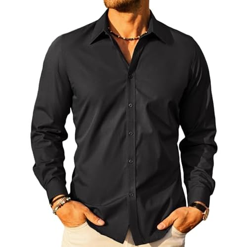PJ PAUL JONES Men’s Dress Shirts Long Sleeves Buttons Down Basic Business Shirts