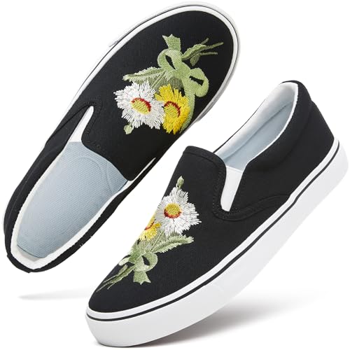 Image of Women's Canvas Slip On Sneakers Non Slip Loafers | low top non slip on walking breathable casual comfortable fashion tennis