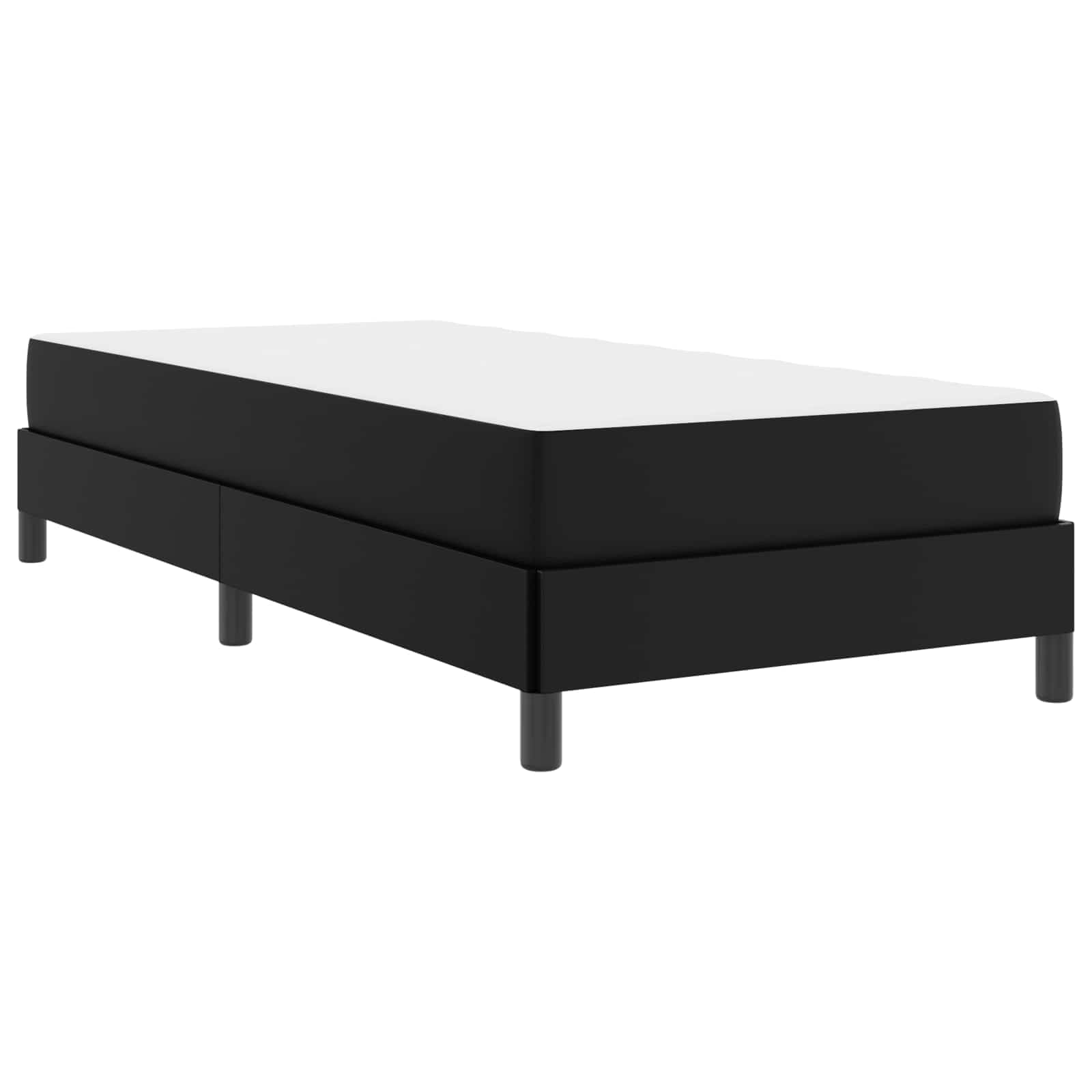 Black Fabric Bed Frame with Mattress, Single 80 x 200 cm, Wooden Slat Base, 203 x 80 x 45 cm, Medium Firm Support for Bedroom, Guest Room, Adult Sleep Comfort